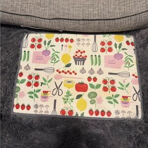 Kate Spade Multicolor Kitchen Mat with Fruit and Utensil Design